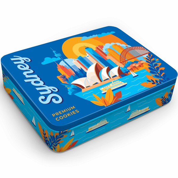 Vibrant tin box design