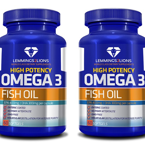 Create a wow factor label for an Omega 3 fish oil label Design by _M4X_