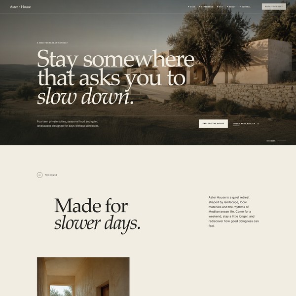 Aster House - Homepage Design & Front-End Development