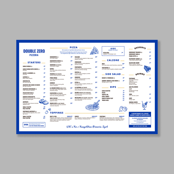Menu Design for Pizzeria