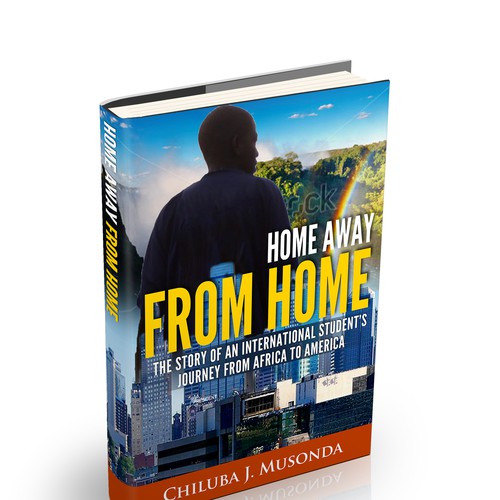 A book cover illustrating the journey of an international student from Africa to America Design by Alex_82