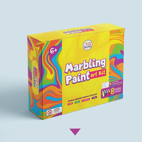 Design a colorful packaging for our new marbling paint art kit for kids Design by Noha.Akkad