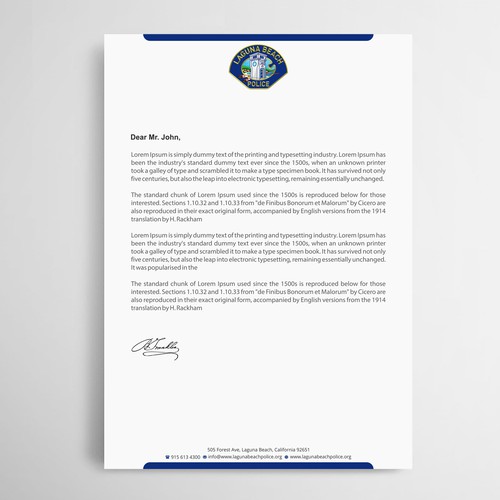 Laguna Beach Police Department Stationary Design by thinkweb art