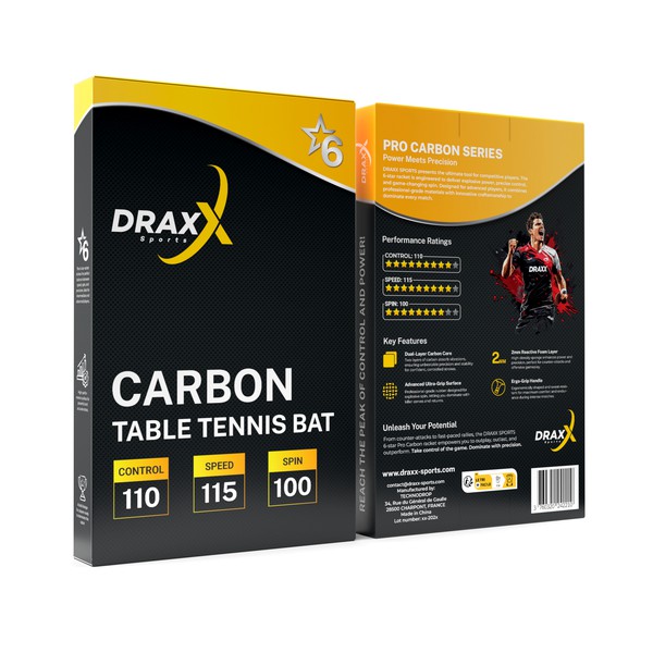 Modern box design for a table tennis racket line