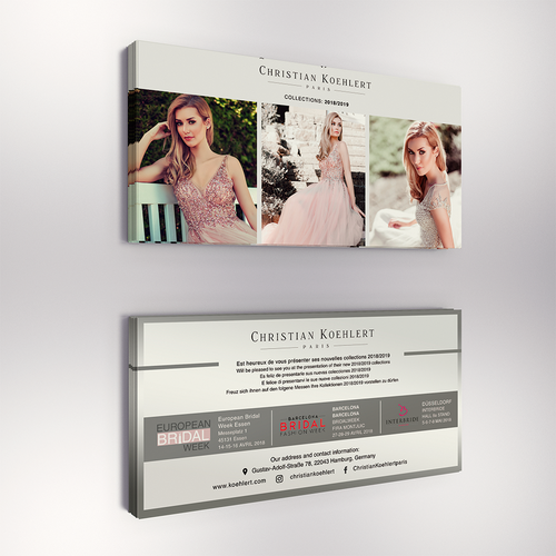 Flyer design for evening dress label needed to invite our customers to Exhibitions Design by Luigi Mazz