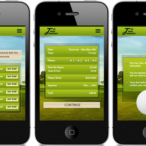Golf Course app App design contest