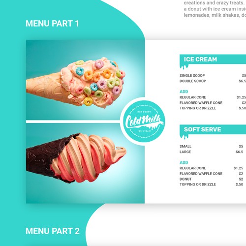 Designs | ColdMilk and Treats Menu Redesign and Branding | Menu contest