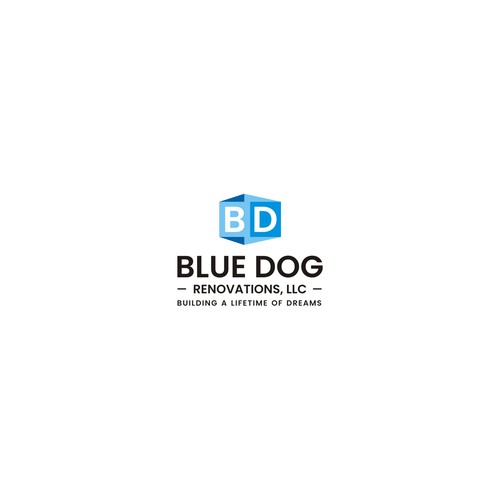 Design a company logo to reflect company name. A Blue Dog (Bulldog) With a hardhat, toolbelt w/cigar Design by BAY ICE 88