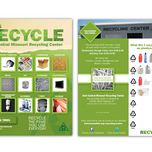 East Central Missouri Recycling Center needs a new postcard or flyer Design by J Baldwin Design