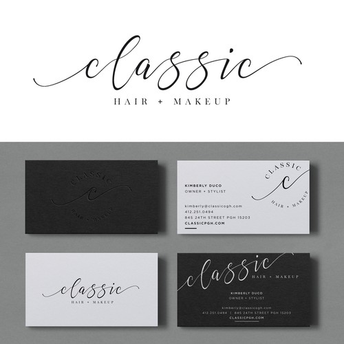 Upscale hair salon simple classic glamour logo Design by Cit