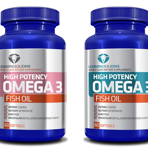 Create a wow factor label for an Omega 3 fish oil label Design by _M4X_