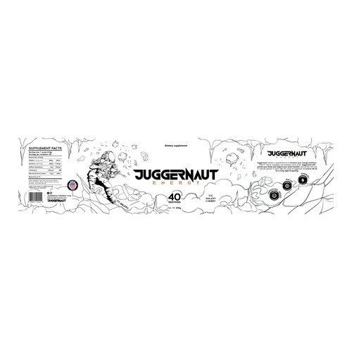 Juggernaut Energy Gaming Energy Drink Product Label Design by ateiluj