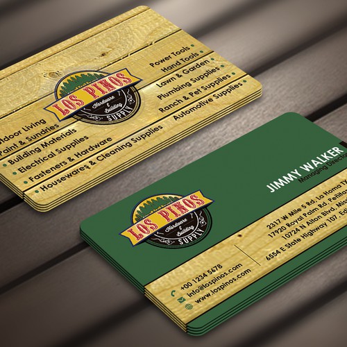 Los Pinos Hardware & Building Supply Business Card Contest! Design by Nerys Design™