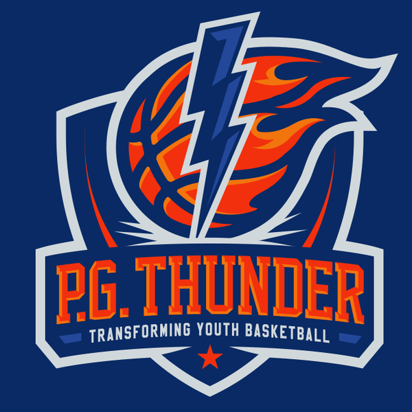 Thunderbolt with Fireball Basketball logo