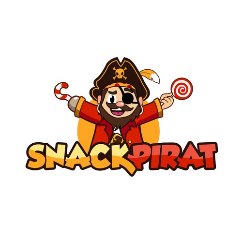 Pirate style logo for a food store (candy, snacks, beverages) Design by Manzanocoli