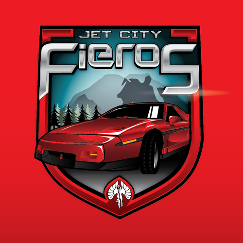 Jet City Fieros (Seattle) car club logo. To be used on web site, cards, patches, jackets, etc! Design by ZeppelinPs