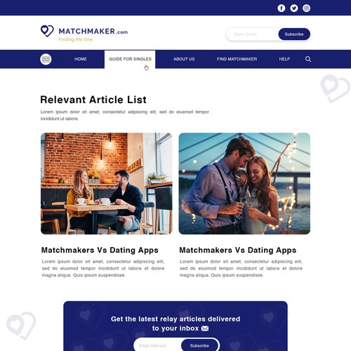 Modern & Sleek Design to Attract Singles who are Stuck at Dating Design by unbox.style⚡️