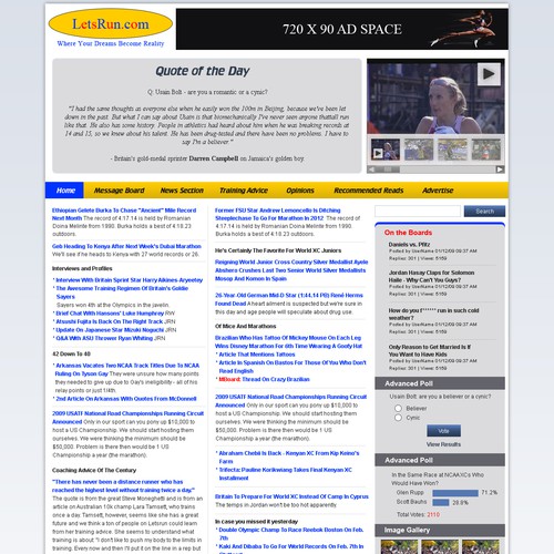 LetsRun.com Homepage Re-Design/Cleanup Diseño de GDT Design
