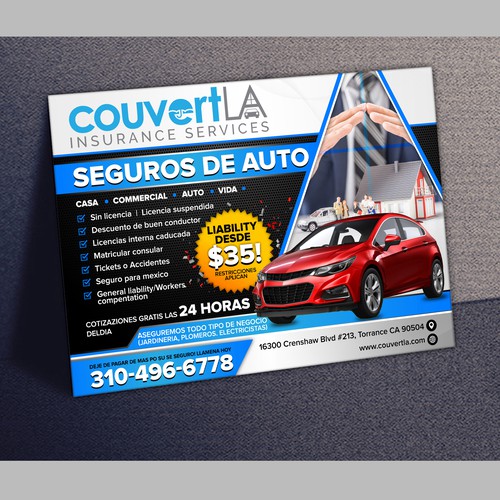 Auto Insurance Flyer( English and Spanish ) Diseño de Tanny Dew ❤︎