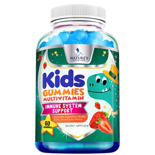 Tasty Kids Multivitamin Gummies Product Label for Nature's Nutrition Design by agooshe