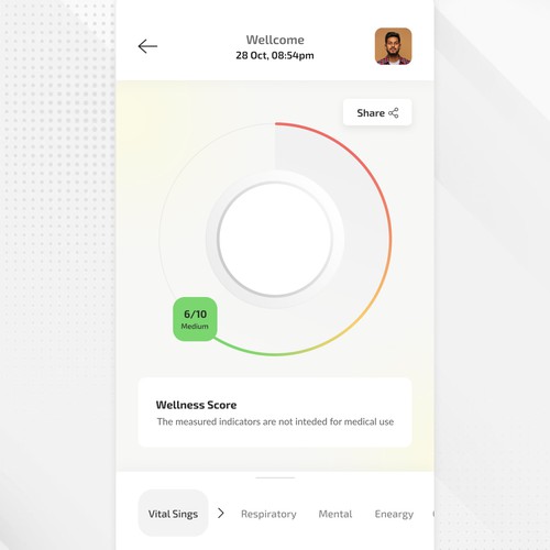 Wellness "vital signs" app - redesign Design by MercClass