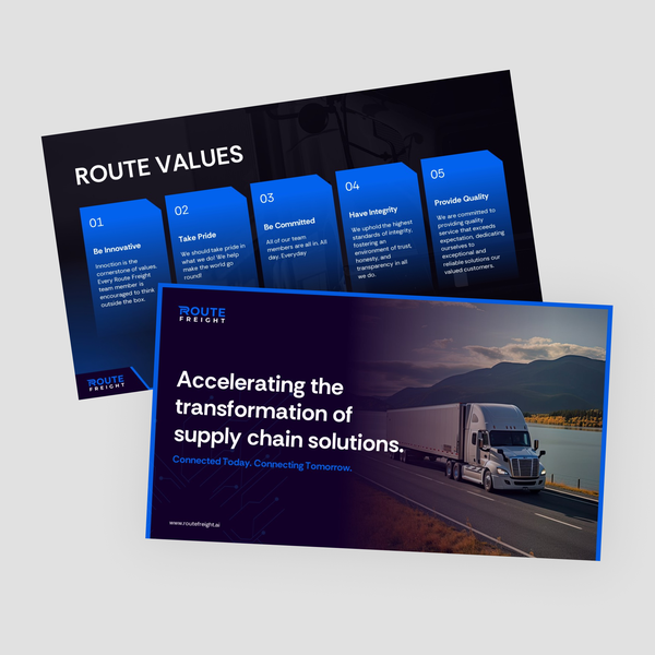 Design by RidhoFrahman titled "A modern presentation redesigned for Route Freight"