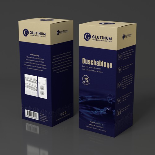 We need product packaging for our shower shelf Design by Ethos.Creative