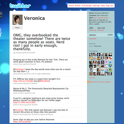 Twitter Background for Veronica Belmont Design by weshine