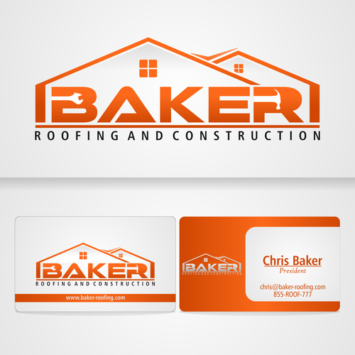 New logo and business card wanted for Baker ROOFING and Construction Diseño de Mikhael Resi