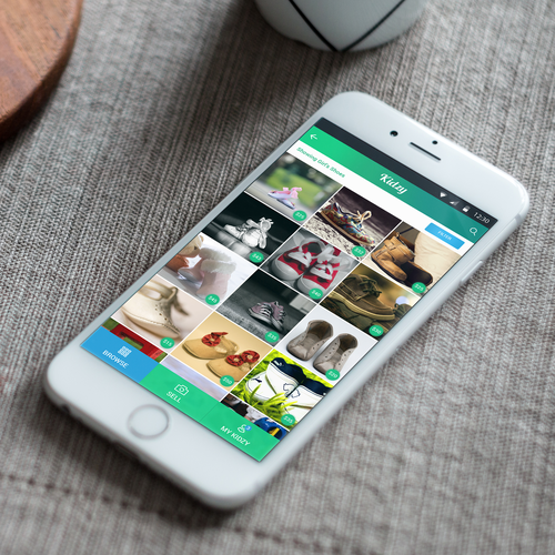 Mobile App Kidzy 2 simple screens + Logo. Design by Makak._.Studios