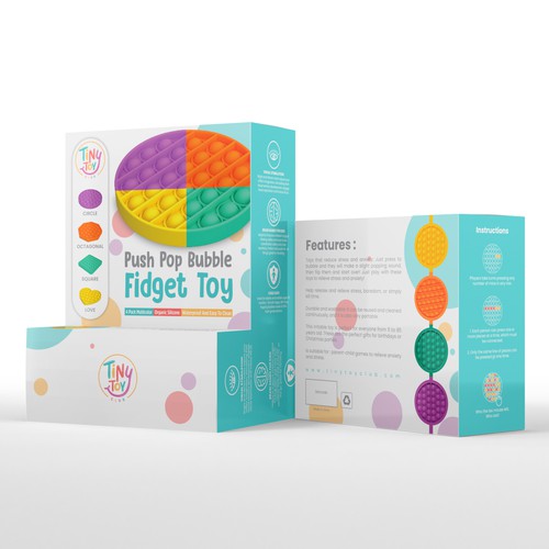 Toy Company in need of a playful, bright, and descriptive packaging. Design by CUPEDIUM