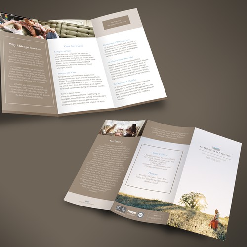 Nanny Agency seeks clean design and elegant tri fold.