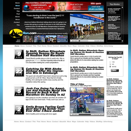 LetsRun.com Homepage Re-Design/Cleanup Diseño de thBlack
