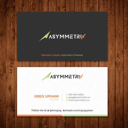Design a cool, edgey but sophisticated business card for an alternative investment firm. Design von ™SF_Design™