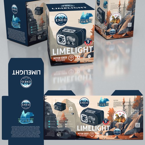 Design the packaging a outdoor headlamp where proceeds are donated to save american wildlife Design by Windmill Designer™
