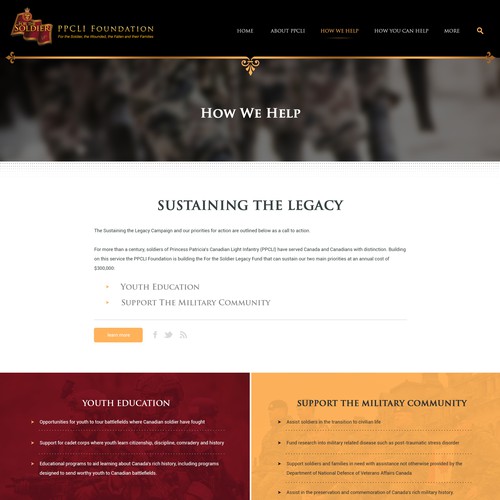 PPCLI Foundation website Design by Infinityデザイナー