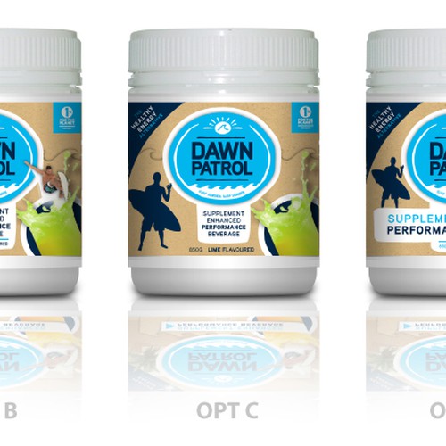 Supercharge your stoke! Help Dawn Patrol with a new product label Diseño de Dapper Design