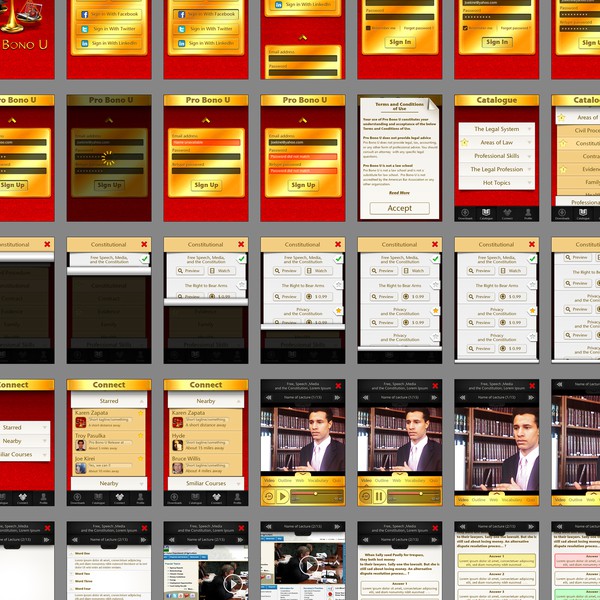 Pro Bono U Mobile App Interface