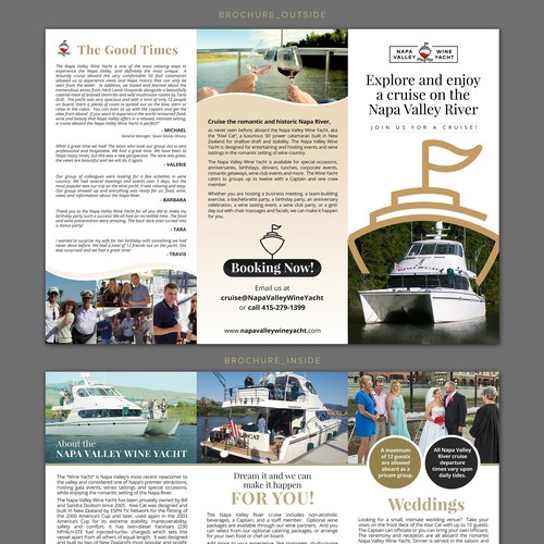 Tri-fold brochure for Napa Valley Wine Yacht tours Design by 123Graphics