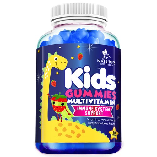 Tasty Kids Multivitamin Gummies Product Label for Nature's Nutrition Design by agooshe