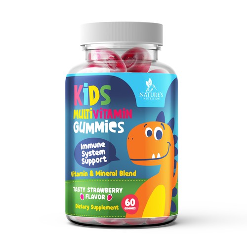 Tasty Kids Multivitamin Gummies Product Label for Nature's Nutrition Design by Nick Visual Co.