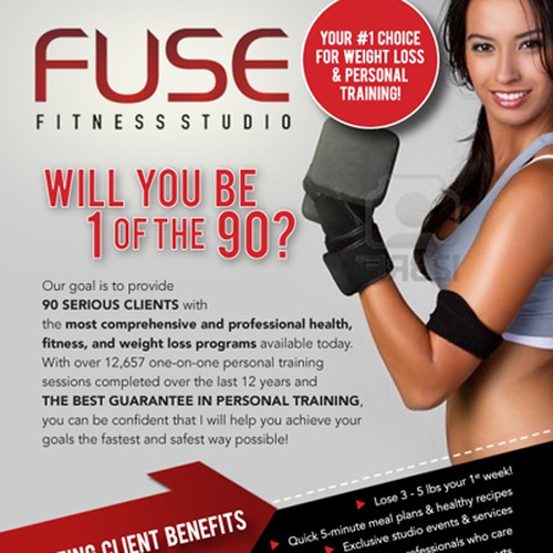 Sleek Postcard for FUSE Fitness Studio Design von IN ❤ Design