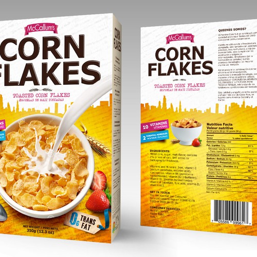 Create a new refreshing and modern Corn Flakes box design Design by tomdesign.org