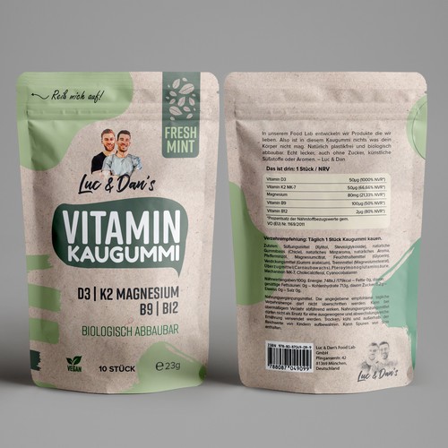 First creative packaging for a natural vitamin chewing gum Design by CUPEDIUM