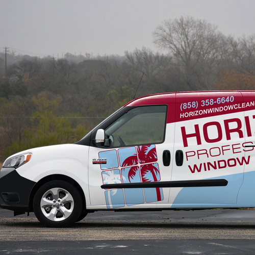 Eye catching cargo van wrap for window cleaning Design by theANUNGs