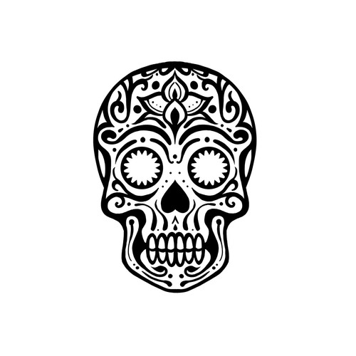 Design a rad Day of the Dead skull to be engraved on metal wallets Design by Nyaba