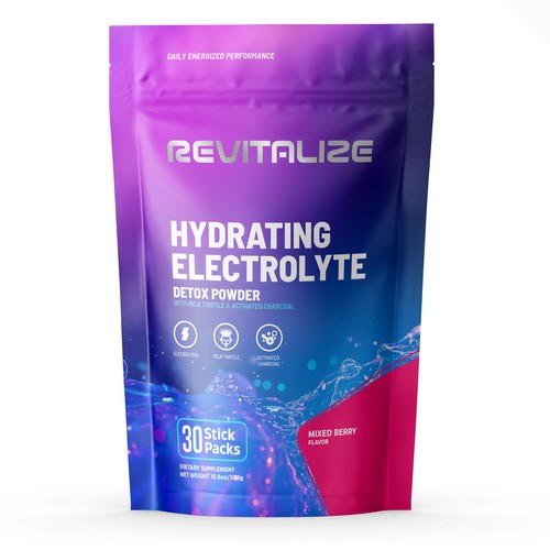 Design Minimalistic, Modern Packaging for Hydrating Electrolyte Detox Powder - Revitalize Design by gs-designs