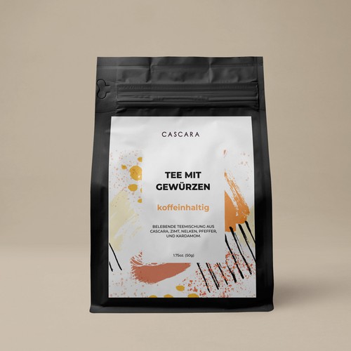 Cascara tea label Design by Lady Goga