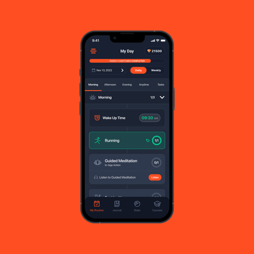 Main Screen for the #1 Self Improvement App int he World Design by Zach_E