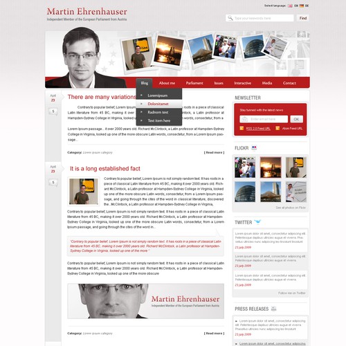 Wordpress Theme for MEP Martin Ehrenhauser Ontwerp door Stefan C. Asafti